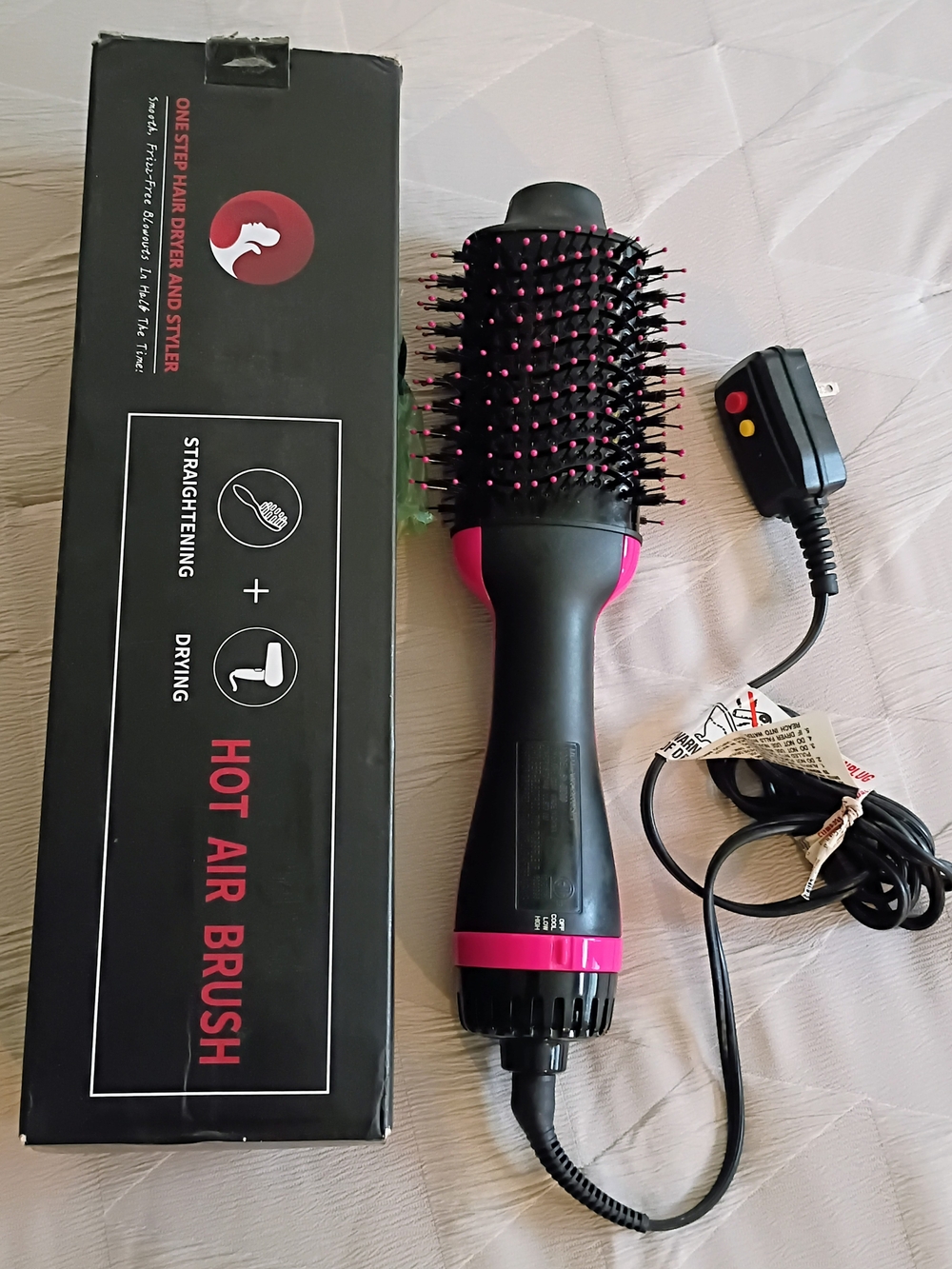 Hot Air Brush Hair Styler - Black & Pink